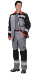 Костюм "ПРОФИЛЬ": куртка, брюки ср. серый с чер. с крас. отд. с СОП 50 мм 