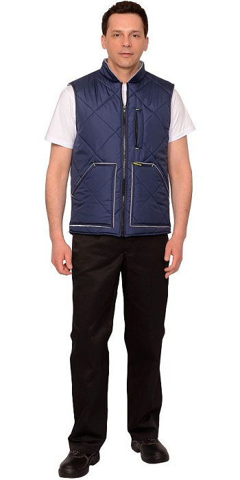 Жилет "Европа" удлиненный (на подкладке флис серый., св.серый) синий