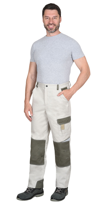 Брюки "Каспий" молочный с оливой и песочным и СОП тк.Rodos