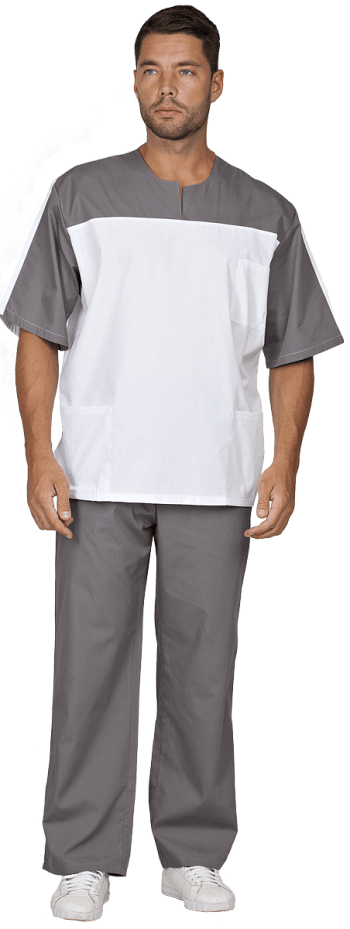 Костюм  "ПУЛЬС" муж. белый-серый