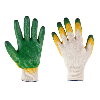 Перчатки с 2-м  латексным обливом зел. (инд.упак.) Р