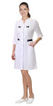 Халат "БРАЙТЛИ" женский белый с синим, тк.Твил стрейч 