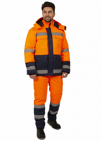 Костюм зимний Дорожник (тк.Оксфорд) брюки, оранжевый/черный  (ФСС)