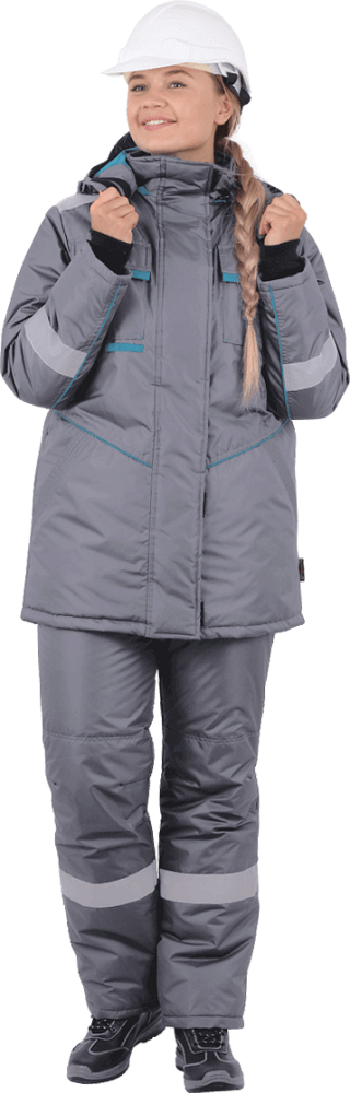 Костюм ГАЛАКТИКА утеплённый, серый-бирюза, женский