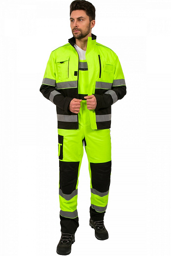 Костюм летний Сигнал-2 (тк.Балтекс,210) п/к, лимонный/черный (ФСС)