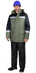 Куртка "СИРИУС-БРИГАДИР" зим. муж. с капюшоном хаки с черным и СОП 50 мм.