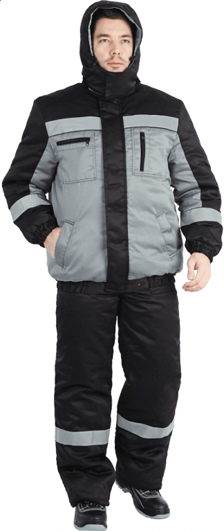 Костюм БАЙКАЛ зимний, серый-чёрный