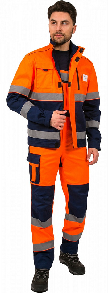 Костюм летний Сигнал-2 (тк.Балтекс,210) п/к, оранжевый/ т.синий