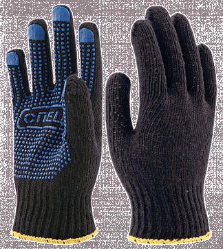 Перчатки х/б с ПВХ СПЕЦ, 66 гр, черные