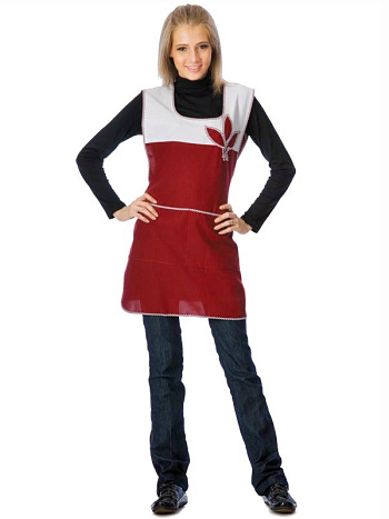 Фартук-сарафан  "Весна" бордо+белый