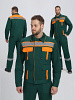 Костюм Итрорис-1 СОП (тк.Саржа,250) брюки, т.зеленый/оранжевый 