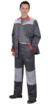 Костюм "АСПЕКТ": куртка дл, брюки т. серый со св.-серым и красн.